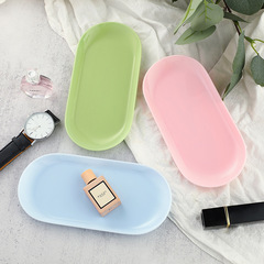 Plastic large plate tabletop cosmetic storage decoration tray jewelry display plate macaron pink object plate