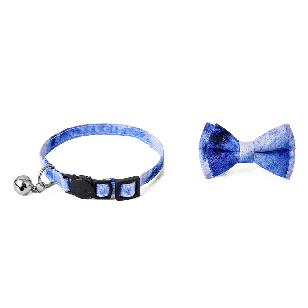 Fabricantes de nuevos productos transfronterizos de algodón tiñado suave collar de gato arco desmontable mascota collar de gato