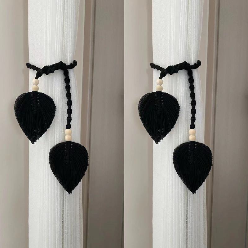 Cross-border New Arrival Hand-woven Cotton Rope Leaf Curtain Lace-up Bohemian Curtain Lanyard Curtain Buckle