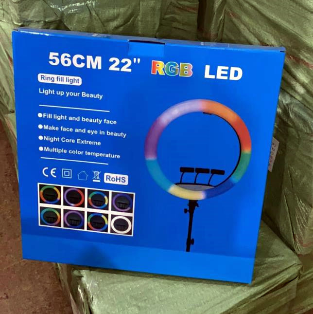 Fábrica de lámparas de transmisión en vivo 22 pulgadas RGB conjunto de lámparas con soporte de 2 metros bolso control remoto 22 pulgadas