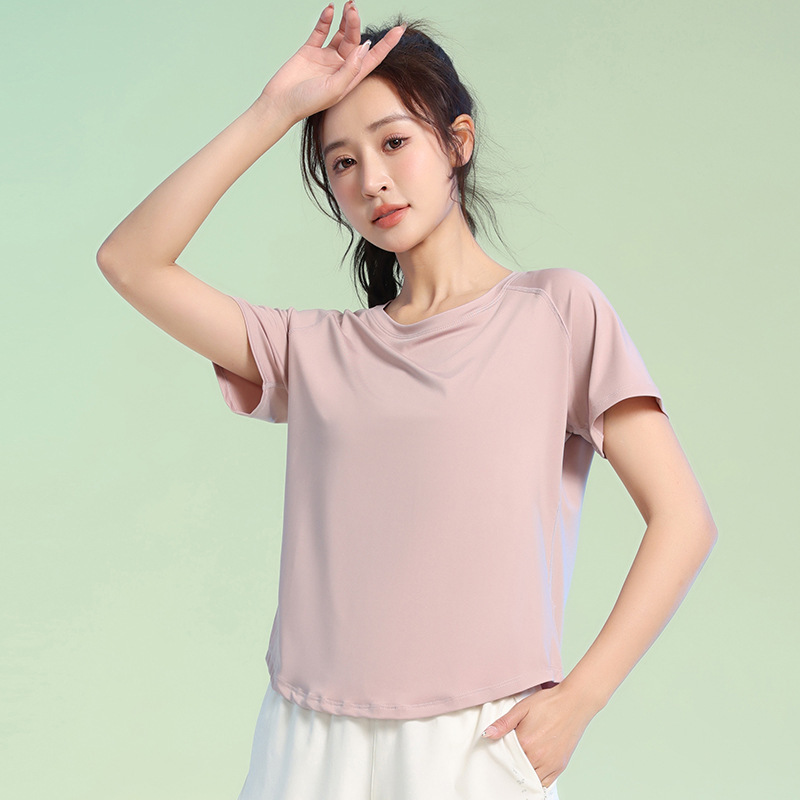 Running Fitness Quick-drying Yoga Suit Short-sleeved T-shirt Women's Summer Breathable Sweat-absorbent Mesh Stitching Casual Sports Top Running Fitness Quick-drying Yoga Suit Short-sleeved T-shirt Women's Summer Breathable Sweat-absorbent Mesh Stitching Casual Sports Top