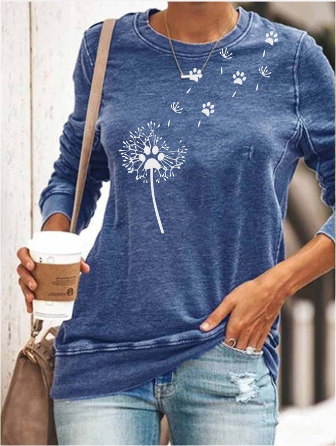 Regular Fit Fit Type Letter, Dandelion Pattern Summer, Spring, Autumn Season Wholesale Women'S Casual Classic Style Streetwear Letter Dandelion Long Sleeve Printing Blouses