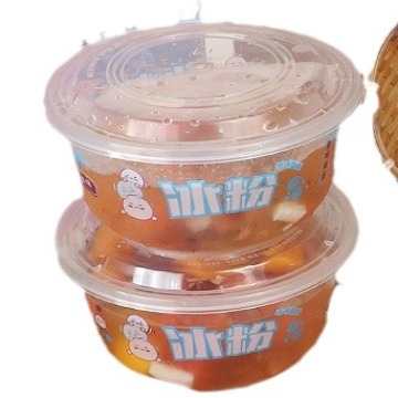 Caja de embalaje desechable hielo en polvo tazón de yogur fruta caja de almuerzo de pesca postre taro redondo tazón transparente estofado de hierba de hadas caja para llevar