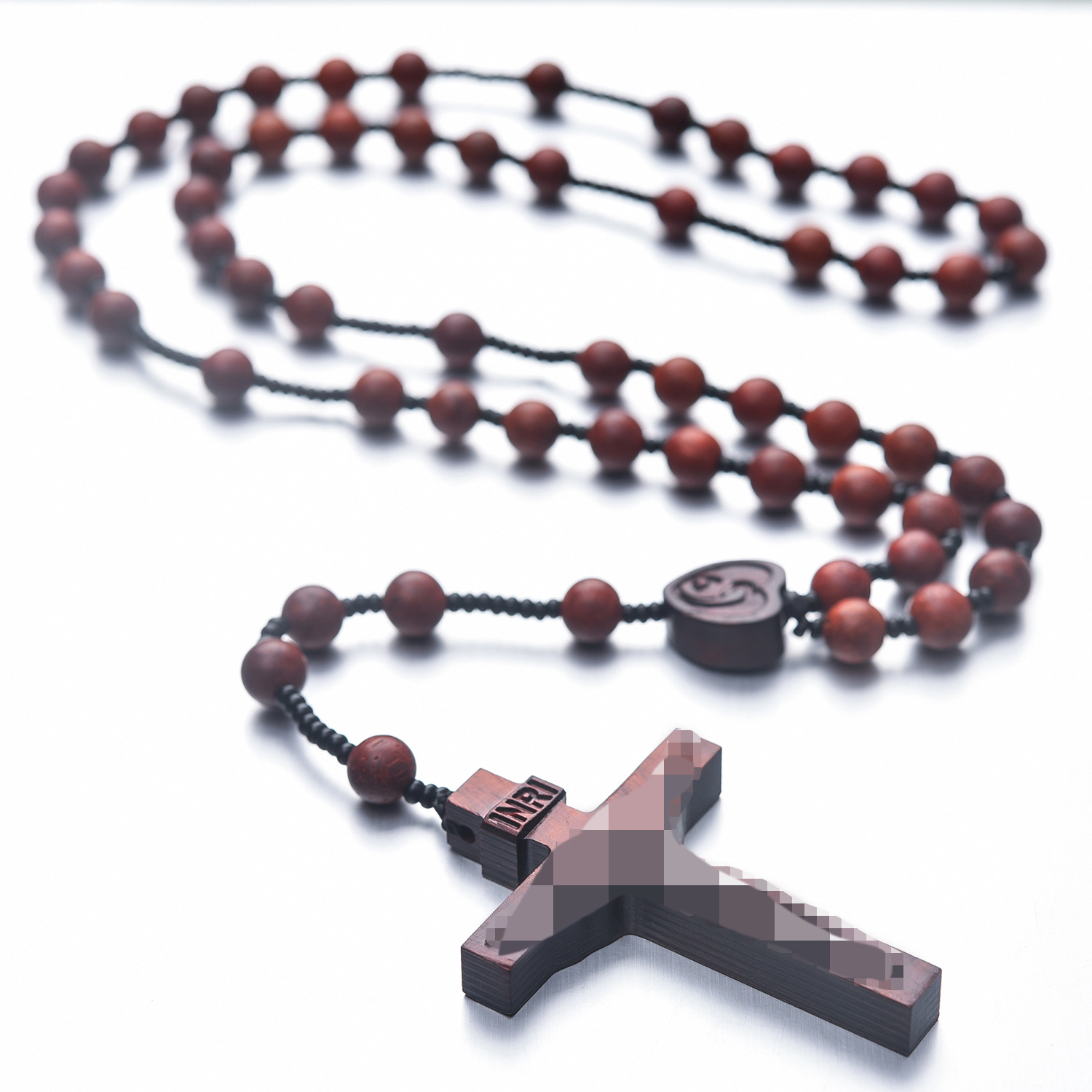 Cruces talladas en madera collar de madera de sandalwood colgante de rosario colgante MYL - 012 - 01