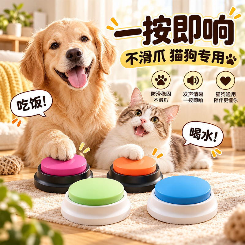 Pet Communication Button Device, Cat and Dog Sound Box, Training Toy, Recording Sound Device, Squeeze Box, Interactive, Cute and Educational Pet Communication Button Device, Cat and Dog Sound Box, Training Toy, Recording Sound Device, Squeeze Box, Interactive, Cute and Educational