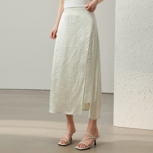 [Fashion pleated texture drop acetic acid skirt] delicate show plus size women's fat mm2025 summer new