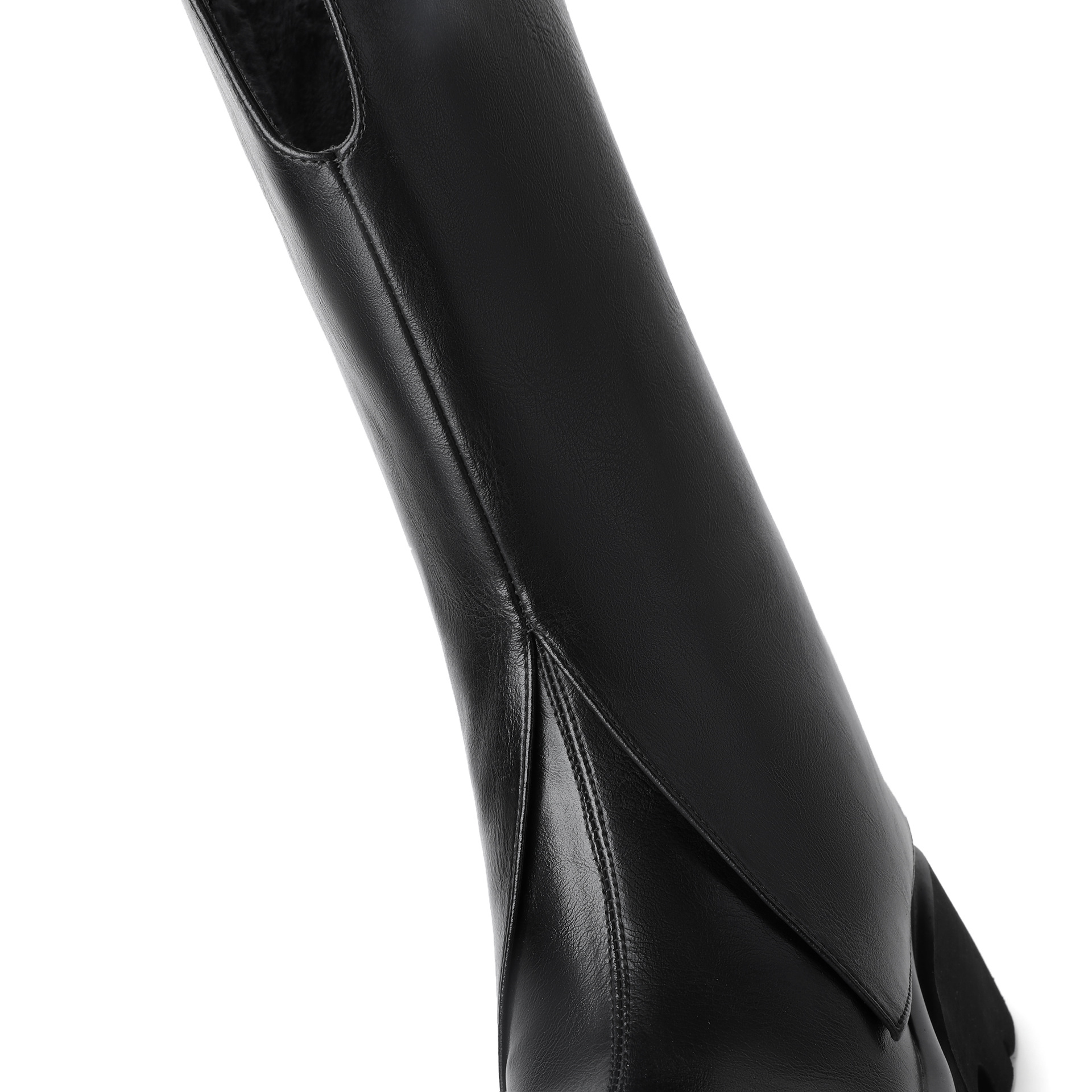 Boot nữ cổ cao ôm bắp chân phong cách Anh, gót độn trong 10 cm, ống giữa không quá đầu gối — Nhung đen chi tiết 17