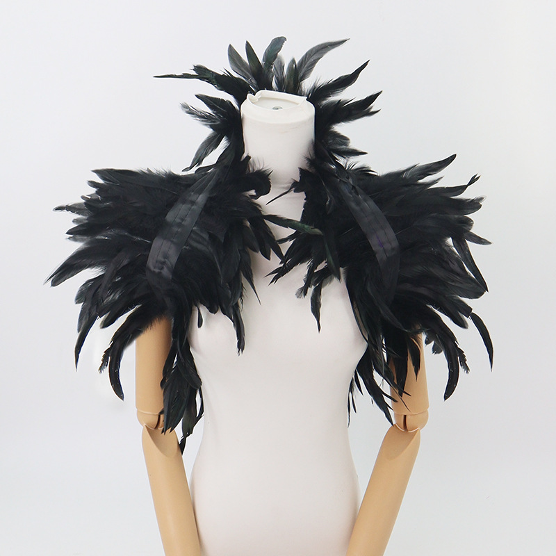 Nuevos productos transfronterizos de plumas, pañuelos de diamante, brazaletes de encaje, espectáculo de baile, vestido sexy, set oscuro