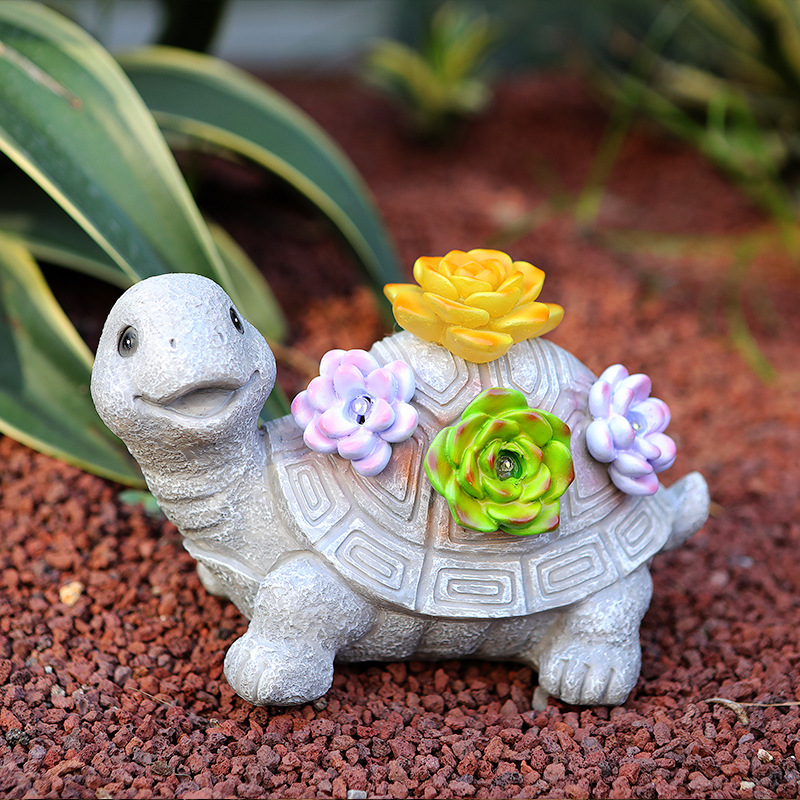 Transfronterizo de amazon luz solar suculenta tortuga decoración jardín decoración regalo de inauguración artesanía de resina