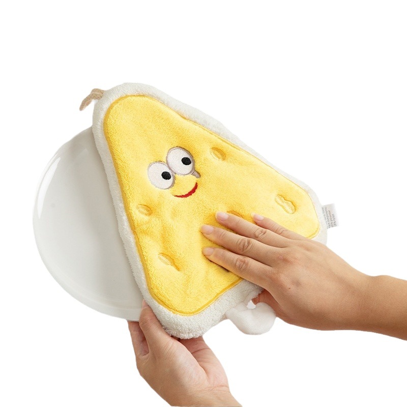 Estilo coreano toalla de mano de dibujos animados lindo colgando cocina toalla de mano trapo de secado rápido pañuelo de toalla de terciopelo de coral engrosado de tres capas