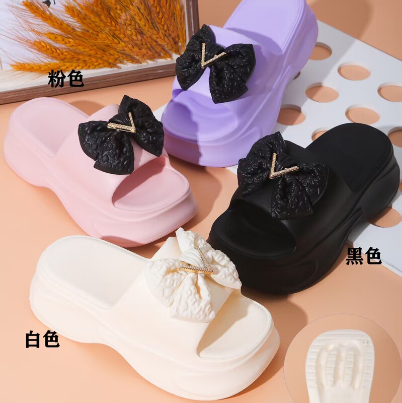 Increased Thickening Women's Cute V-Bow Cartoon E-commerce Foreign Trade Cross-border Traders Super Leisure Sandals