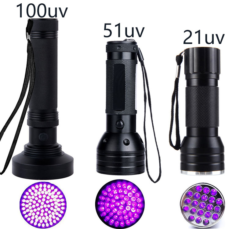 Free logo100uv51 purple light flashlight 21 led uv flashlight pet urine fluorescent scorpion light