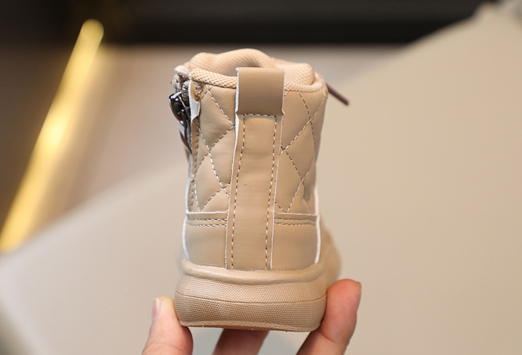 Bottes courtes britanniques pour bébé fille, édition automne 2024, nouvelle collection, motif à carreaux, fermeture éclair latérale_voghion.com