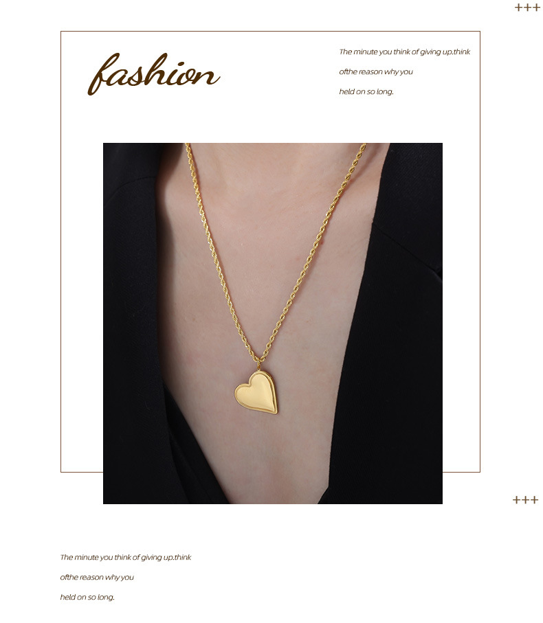 1 Piece, 1 Pair Quantity PVD Coated Real Gold Plated 18K Gold Heart Shape Titanium Steel Sweet Simple Style Waterproof Non Tarnish Earrings Necklace