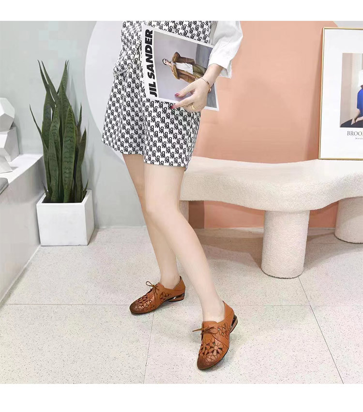 Giày bệt nữ da thật khoét lỗ thoáng khí đế mềm — Màu đen chi tiết 4