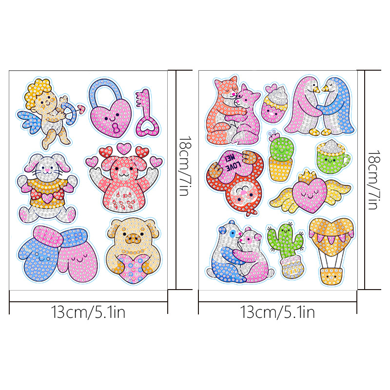 Popular gato y perro mariposa pintura de diamantes pegatinas gratis pintura DIY pegatinas de pared pegatinas hechas a mano de los niños dibujos animados decorativos diamante redondo