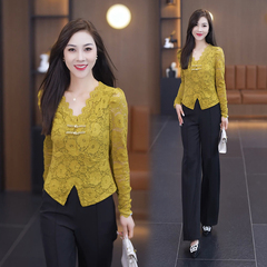 Women's Lace Camisole Top with Long Sleeves, 2024 New Arrival, Amazon Ladies' Short-Sleeve Fitted Mesh Camisole for Autumn