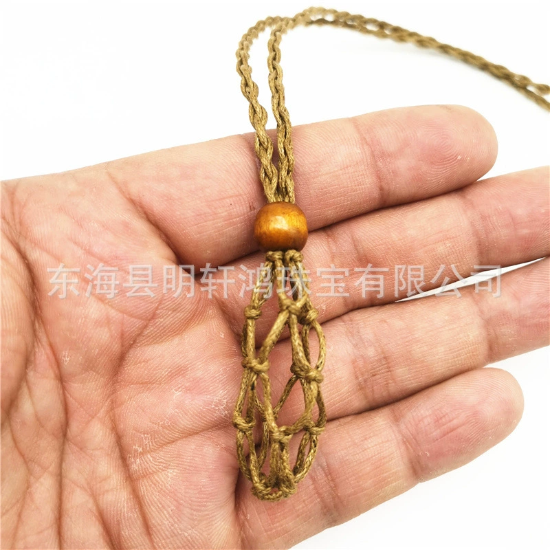 Woven necklace, adjustable pendant, removable bag