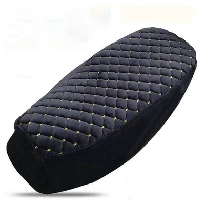 Electric Vehicle Seat Cushion Cover Thickeneded and Velvet Autumn and Winter Warm Electric Scooter Cycling Cold-Proof Motorcycle Seat Cushion Cover (Electric car cushion) - black-large-size