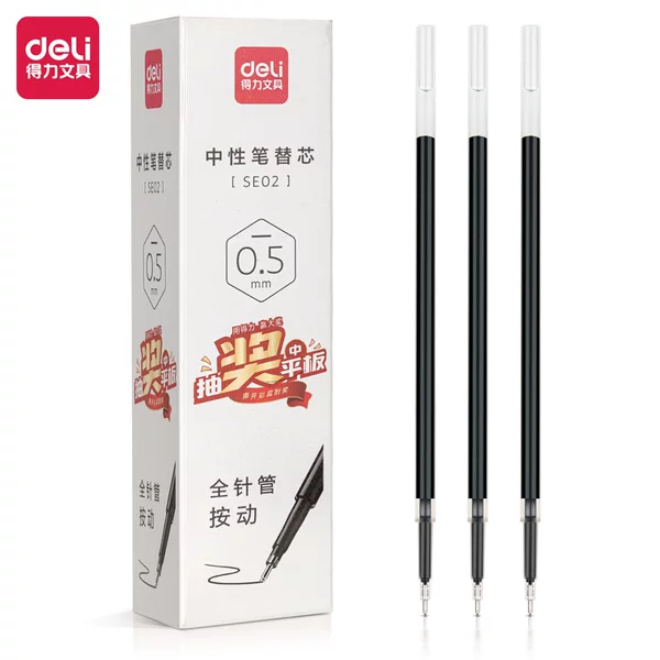Deli Se02 Neutral Refill 0.5mm Retractable Pen Refill Full Needle Tip Neutral Pen Refill Full Needle Tip Black Pen Refill Bulk