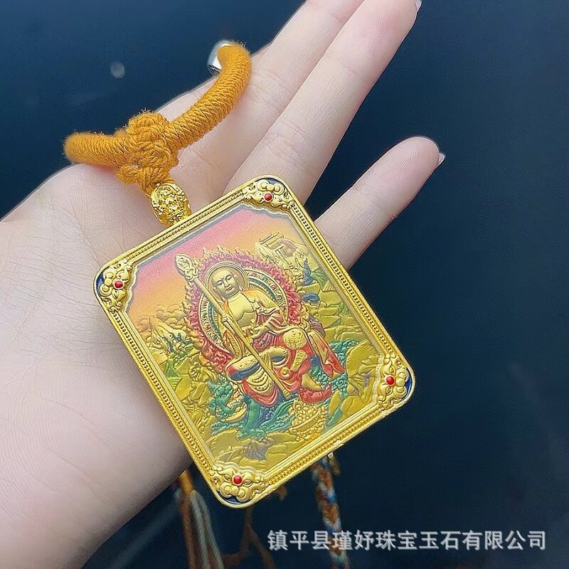厂家批发双面立体唐卡吊坠地藏王谛听鎏金挂坠饰品吊坠嘎乌盒挂件|undefined