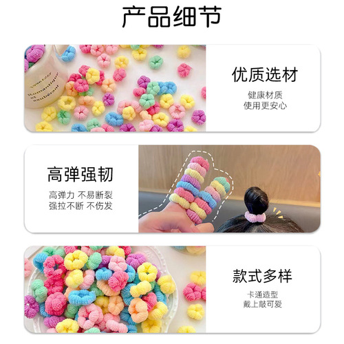 Wholesale candy-colored seamless child hair ties for babies, small chirpy hair accessories for girls that don't damage hair.
