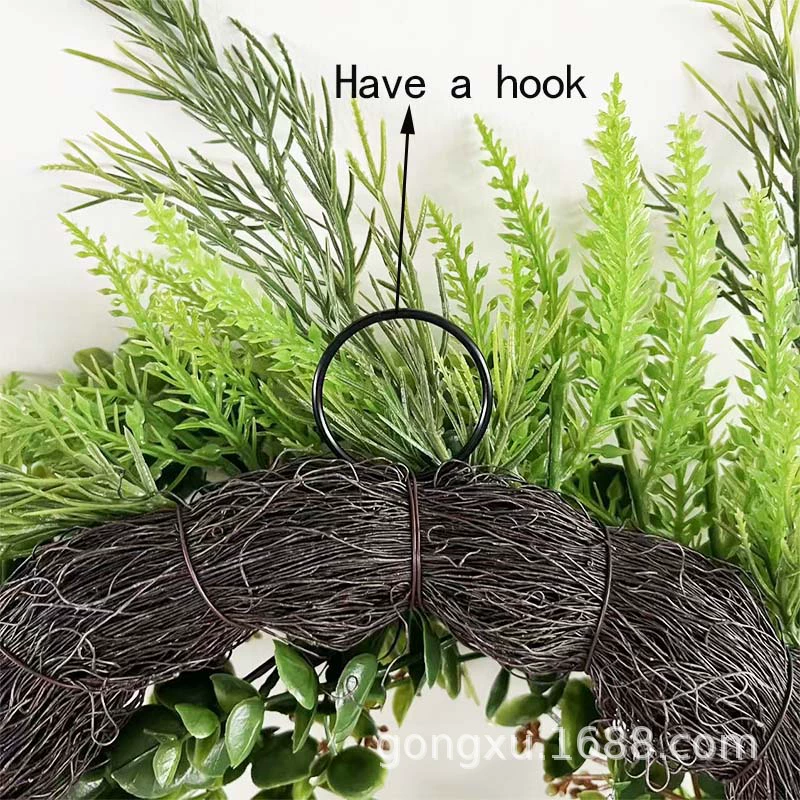Cross-border supply Amazon hot selling Christmas decoration wreath lavender eucalyptus circle door hanging wreath manufacturer