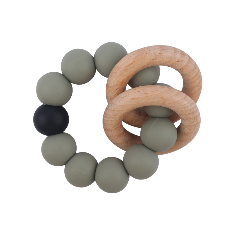 Nuevo bebé haya anillo mordedor pulsera creativa bebé silicona contraste color mordedura molar juguete