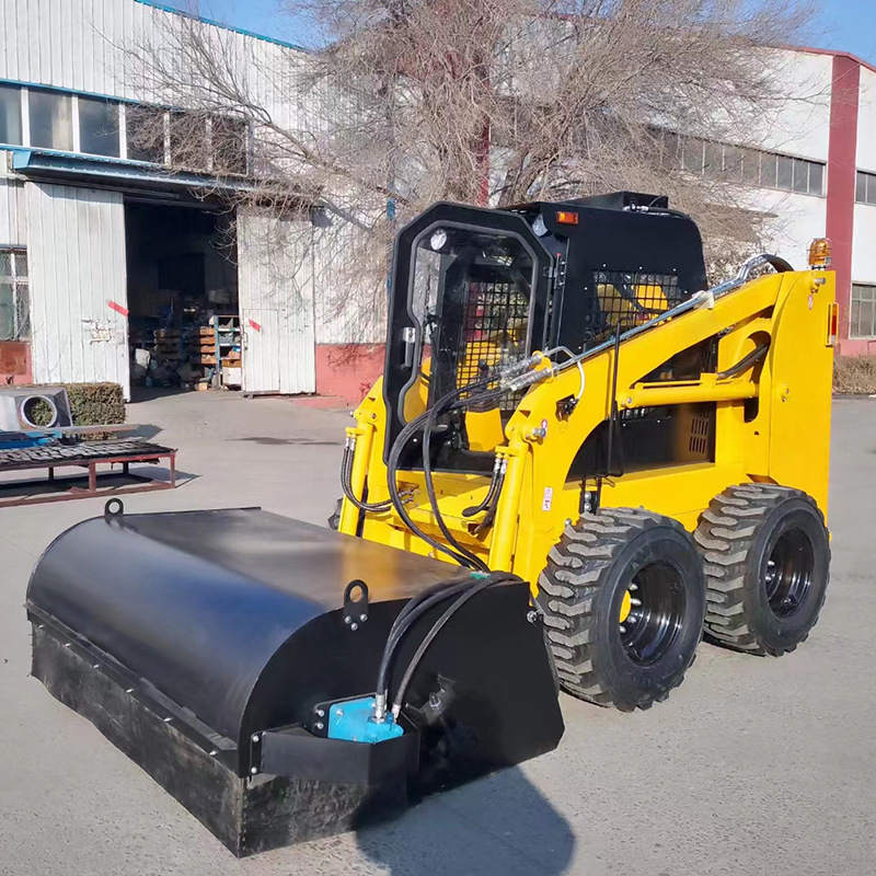 滑移装载机前进式封闭清扫机 工程铲车山猫滑移机前进式扫地机