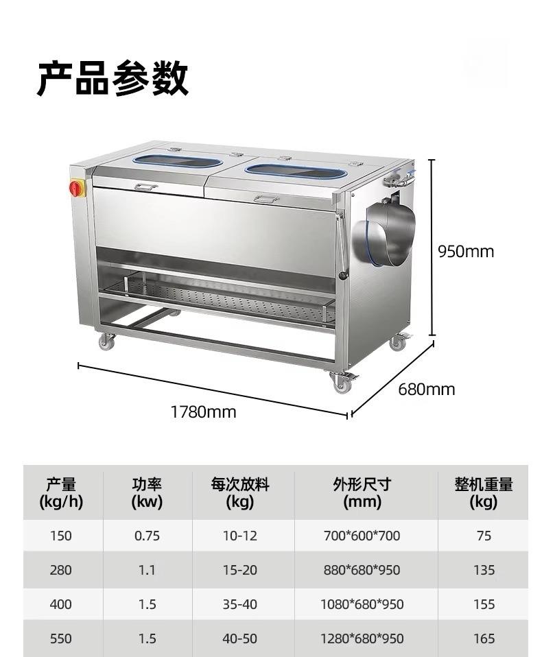 Máquina de limpieza y descascar de rodillos de tarro de papas máquina de limpieza automática cepillo de limpieza máquina de descascar de frutas y verduras máquina de limpieza