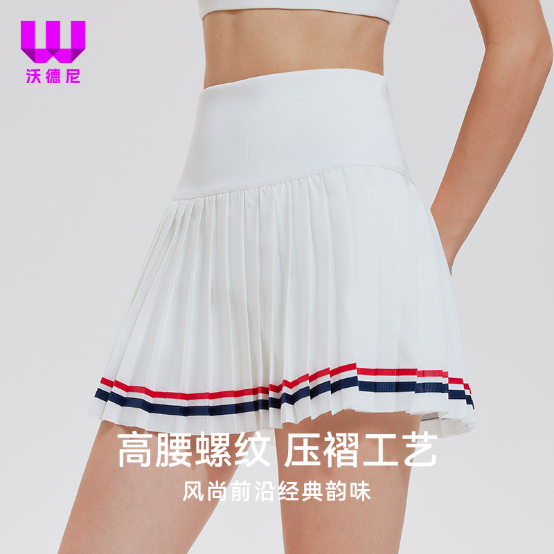 Vesta de tenis de mujer secado rápido vestido deportivo de fitness yoga bádminton cinturón forrado vestido corto de moda plegado