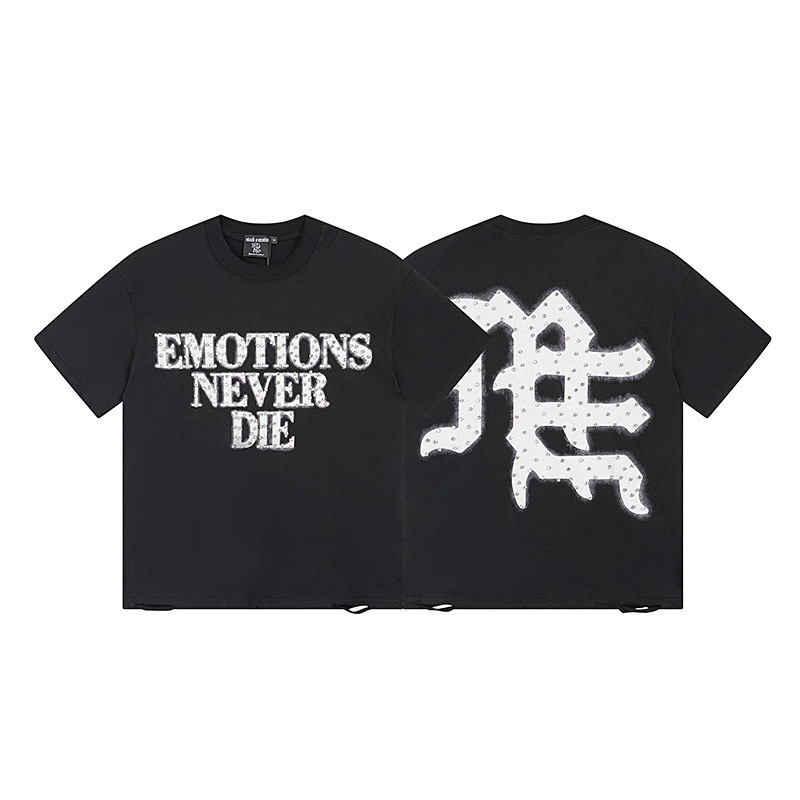 MIXED EMOTION T-shirt Rhinestone Emotions Never Die Black