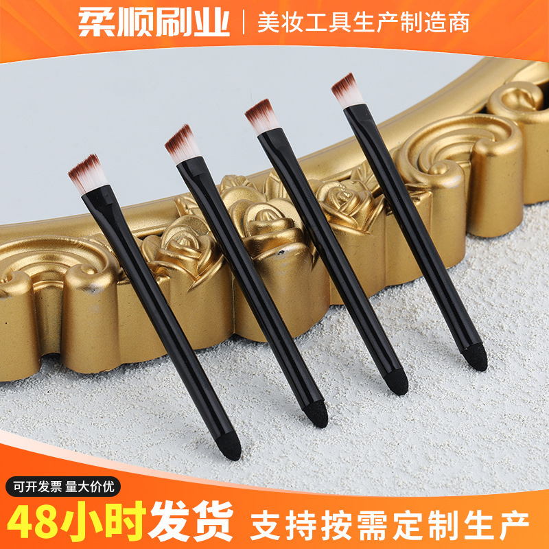 Angled eyebrow brush manufacturer in stock, makeup eyebrow shaping and trimming tool, eyebrow powder brush, double-ended eyelash and eyebrow brush
