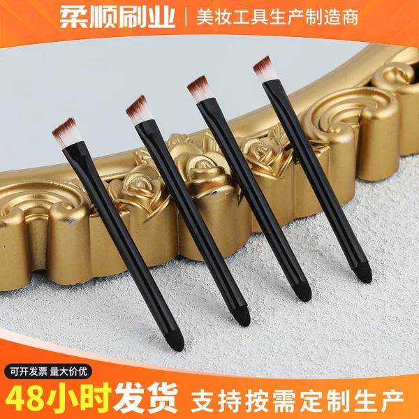 Angled eyebrow brush manufacturer in stock, makeup eyebrow shaping and trimming tool, eyebrow powder brush, double-ended eyelash and eyebrow brush