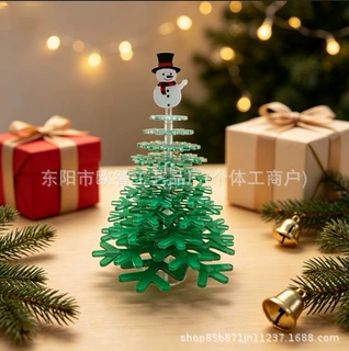 跨境创意小型亚克力雪花耶诞树高端绿色桌面摆件艺术布置装饰品
