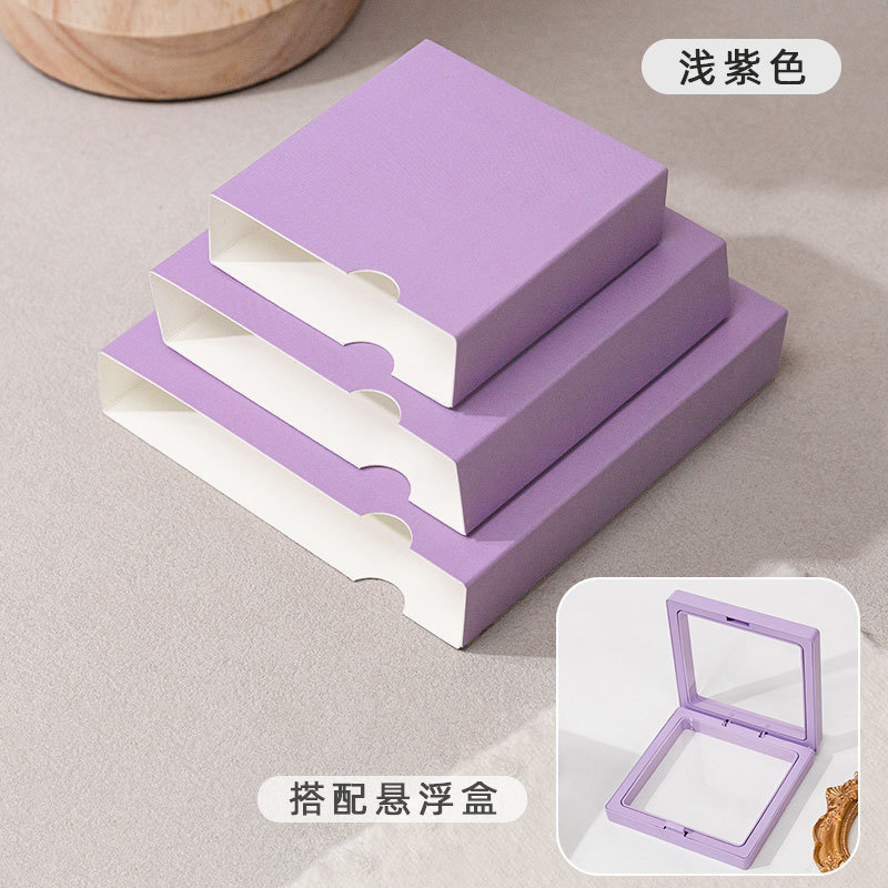 Funda de papel morado claro (incluida la Caja de suspensión); 7*7*2cm