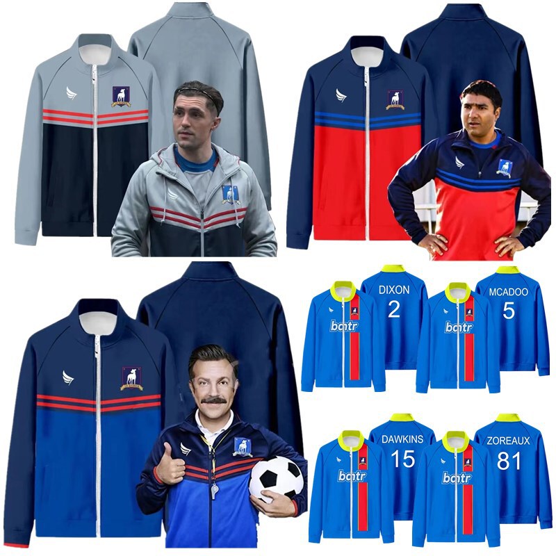 2023 spring and autumn cospaly football coach stand collar jacket men Ted Lasso AFC Richmond sweater