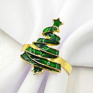 Amazon Best Selling Christmas Creative Personalized Christmas Tree Napkin Ring High-End Hotel Metal Napkin Buckle Wholesale