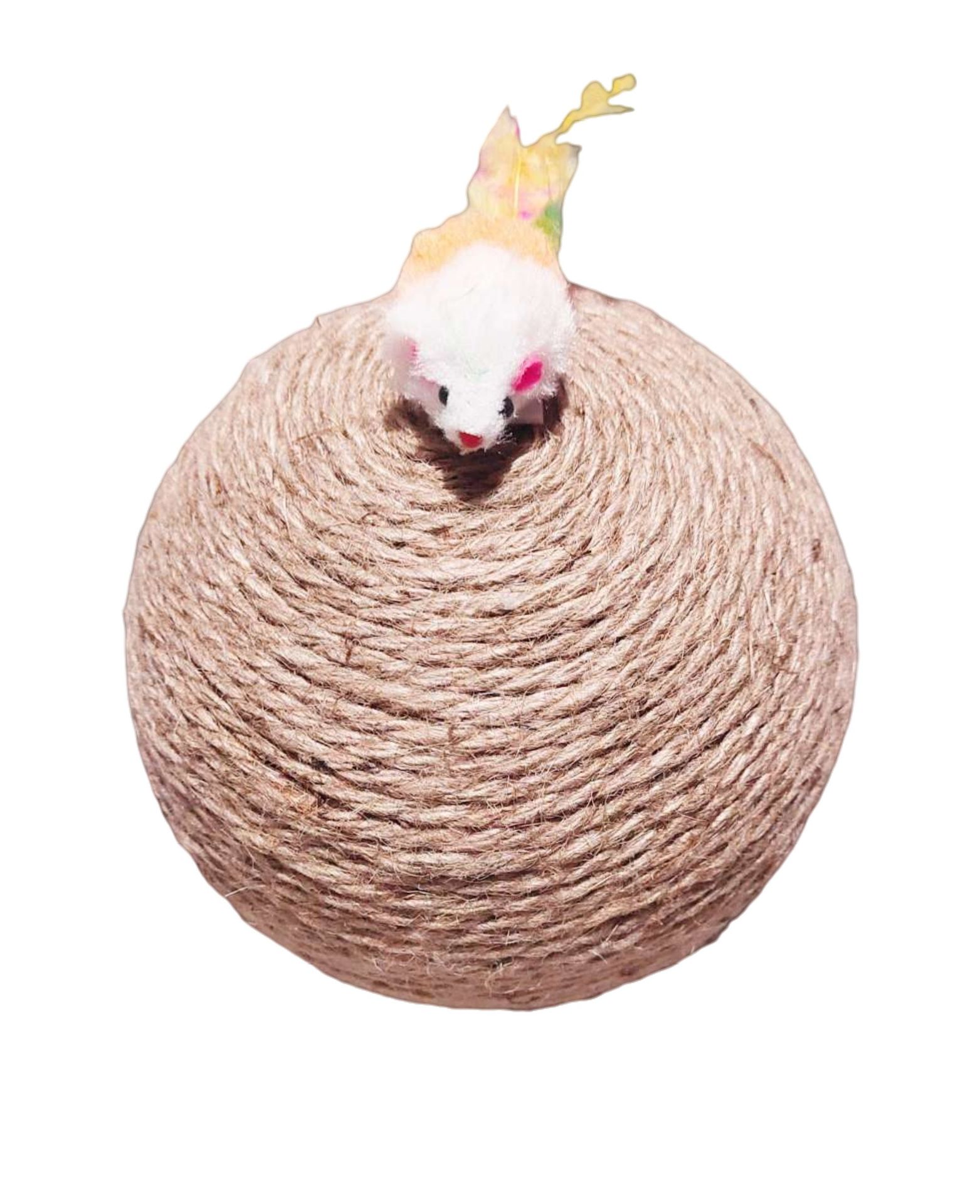 Bola de sisal extra grande 21 cm con ratón emplumado