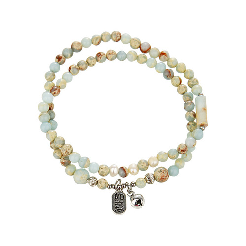 New Chinese-style Shoushan Stone Beaded Bracelet Women's Light Luxury Unique Design Retro Elegant Double-Layered Stacked Bracelet Jewelry