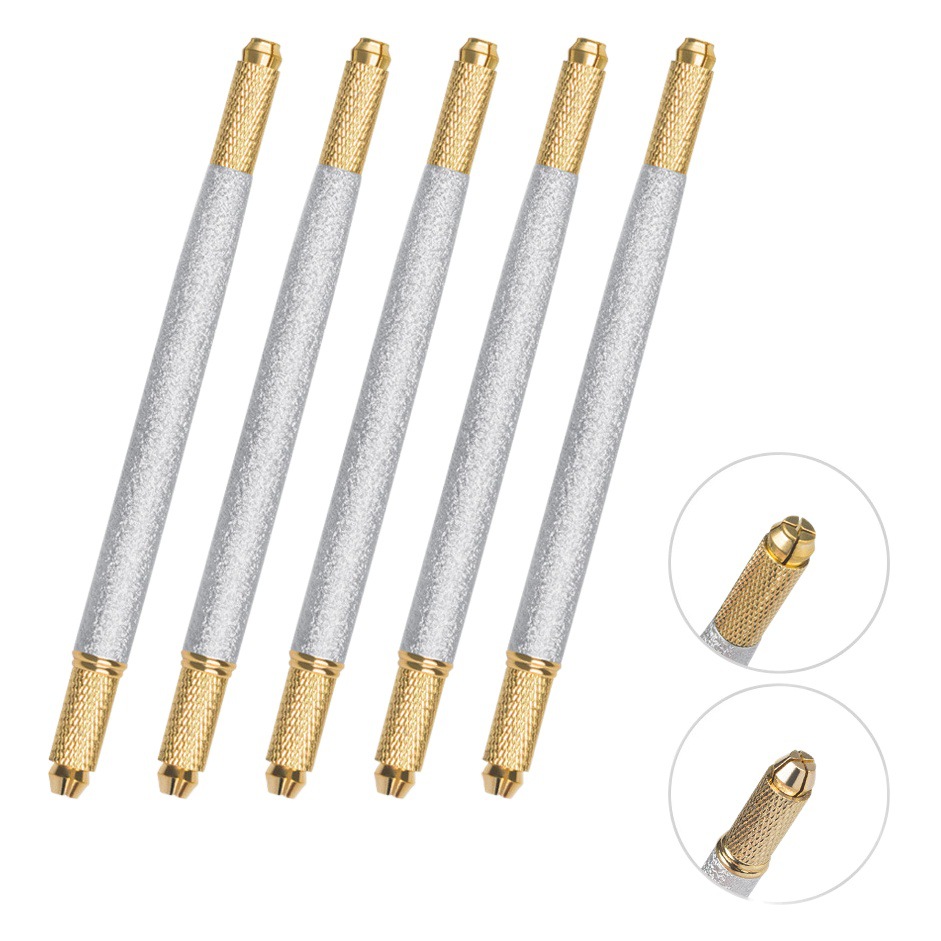 Gold and Silver Embossed Double-Headed Tattoo Embroidery Pen Needle Holder Eyebrow Shading Pen Embroidery Pen Direct Sales from the Source