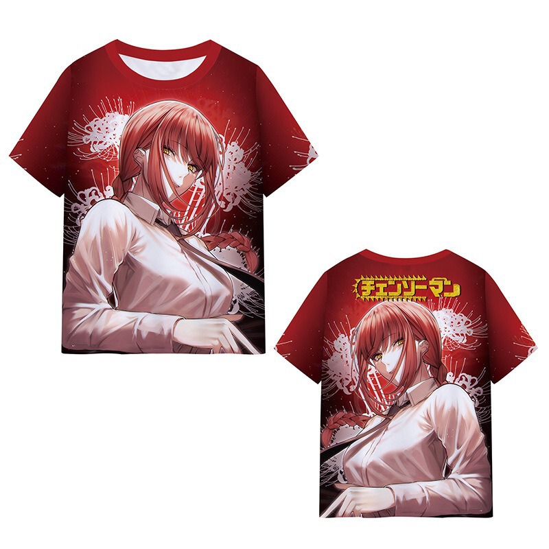Chainsaw Man Anime 3D Printed Short-Sleeved T-Shirt for Men, Summer Trendy Loose Round Neck Cartoon Anime Merchandise