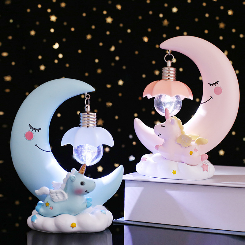 Cartoon unicorn Moon star lantern for girls' girlfriends birthday gifts students graduation resin gift ornaments