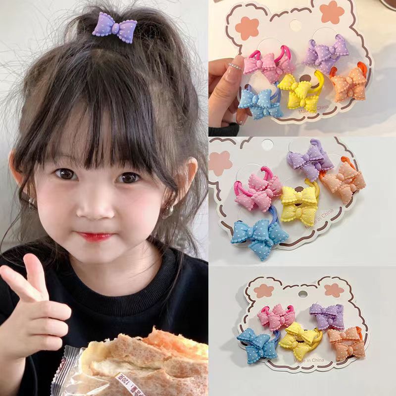 Children's harmless cute hair rope with bow with pigtail