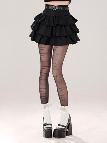 Y2k hot girl black fluffy cake dress for women autumn sweet and cool skirt, high waist caring belt, denim leg set, short skirt
