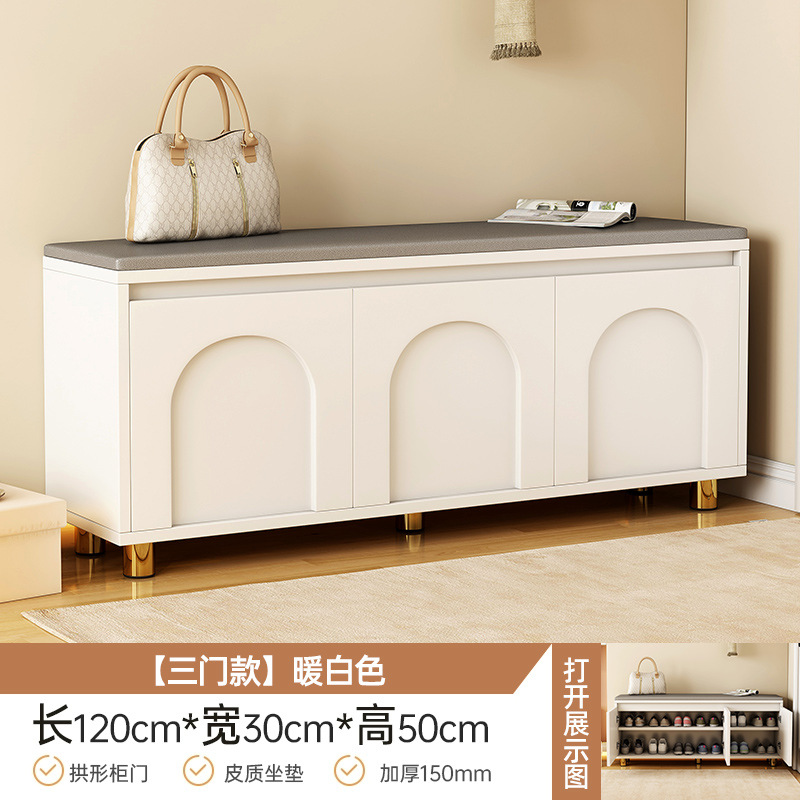 gabinete de almacenamiento de zapatos de puerta de entrada integrado contra la puerta de pared taburete de cambio de zapatos doméstico pequeño estante de zapatos a prueba de polvo multicapa interior