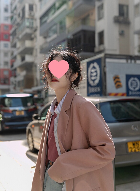 Pink Casual Blazer for Women, Autumn 2025 New Style, Petite Design, Gray Suit Jacket