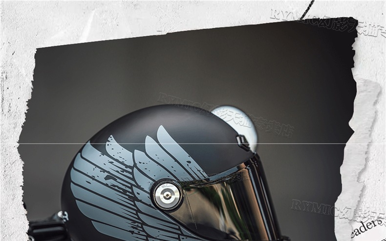 Rymic Retro Cruise Full-Face Motorcycle Helmet Men's and Women's Motorcycle All-Season Safety Helmet Bluetooth Slot 3C Certification