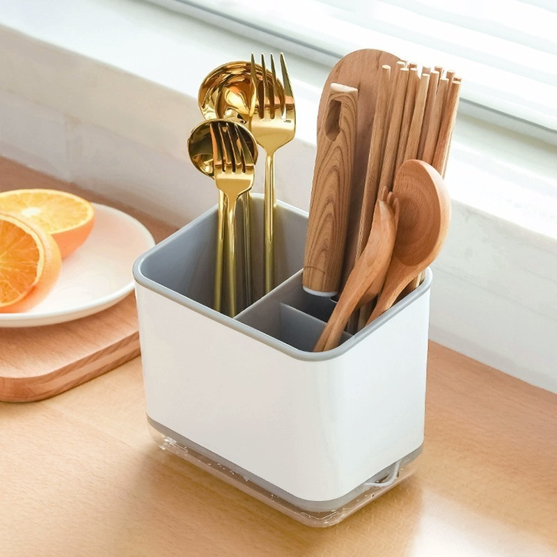 箸収納ボックス、水切り箸入れ、家庭用キッチンカウンタートップ、箸立て、食器、箸とスプーン収納ボックス|undefined