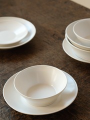 MUMO木墨 直口碗盤 德化白瓷餐盤純白啞光碗盤果盤碟子圓形西餐具